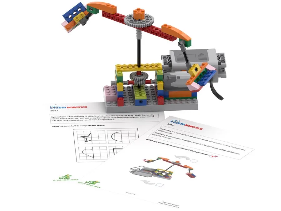 Little Mechanics amusement ride model with learning worksheets